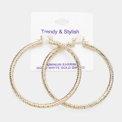 Fashnzfab Gold Dipped Textured Aluminum Hoop Earrings