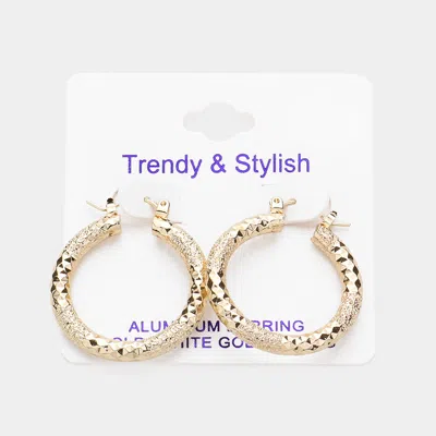 Fashnzfab Gold Dipped Textured Aluminum Hoop Earrings - Gold In Silver