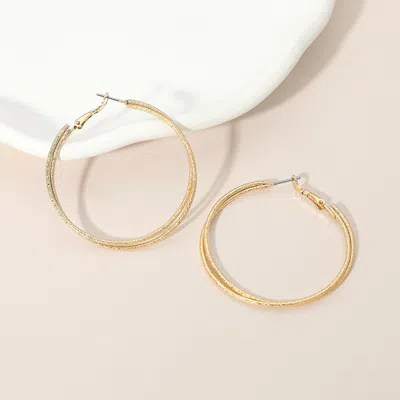 Fashnzfab Gold Dipped Textured Double Layered Hoop Earrings 2"