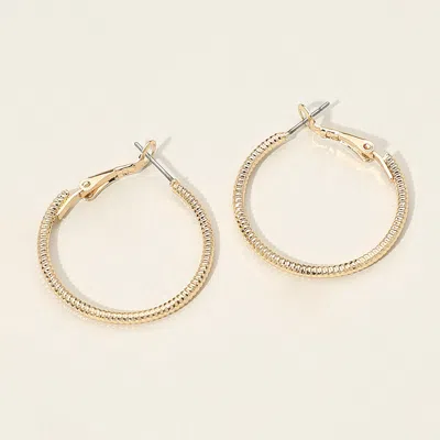 Fashnzfab Gold Dipped Textured Hoop Earrings 1.2"
