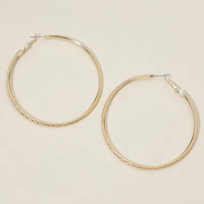 Fashnzfab Gold Dipped Textured Hoop Earrings Gold 2.75"