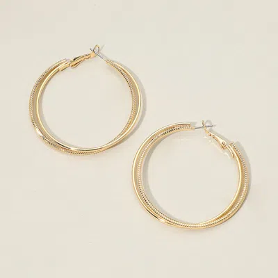 Fashnzfab Gold Dipped Textured Layered Hoop Earrings Gold