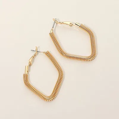 Fashnzfab Gold Dipped Textured Metal Geometric Hoop Earrings