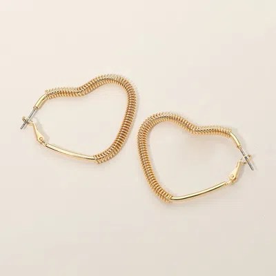 Fashnzfab Gold Dipped Textured Metal Heart Hoop Earrings