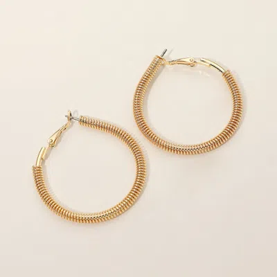Fashnzfab Gold Dipped Textured Metal Hoop Earrings