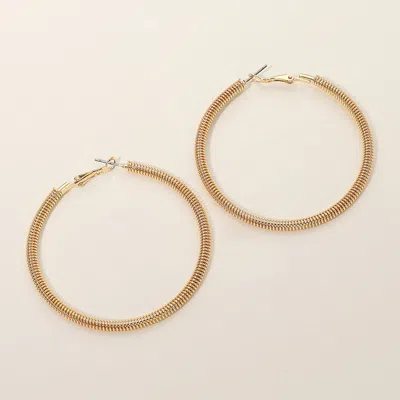 Fashnzfab Gold Dipped Textured Metal Hoop Earrings 2.4"