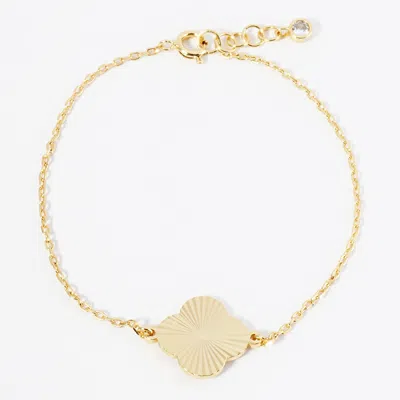 Fashnzfab Gold Dipped Textured Metal Quatrefoil Pointed Bracelet