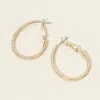Fashnzfab Gold Dipped Textured Oval Hoop Earrings 1" X 1.25" In Gold