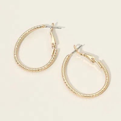 Fashnzfab Gold Dipped Textured Oval Hoop Earrings 1" X 1.25"
