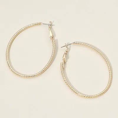 Fashnzfab Gold Dipped Textured Oval Hoop Earrings 1.5" X 2"