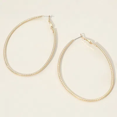 Fashnzfab Gold Dipped Textured Oval Hoop Earrings 2" X 3"