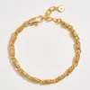 Fashnzfab Gold Dipped Textured Oval Link Chain Bracelet In Gold