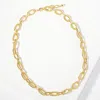 Fashnzfab Gold Dipped Textured Oval Link Chain Necklace In Gold