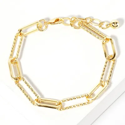 Fashnzfab Gold Dipped Textured Paperclip Chain Bracelet Gold