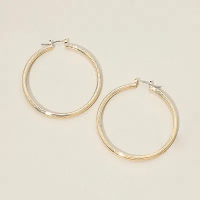 Fashnzfab Gold Dipped Textured Pin Catch Hoop Earrings 2" X 2"