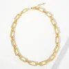 Fashnzfab Gold Dipped Textured Rectangle Link Chain Necklace In Gold
