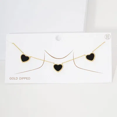 Fashnzfab Gold Dipped Triple Heart Pendant Necklace