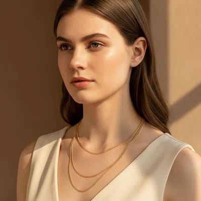 Fashnzfab Gold Dipped Triple Layer Cable Chain Necklace