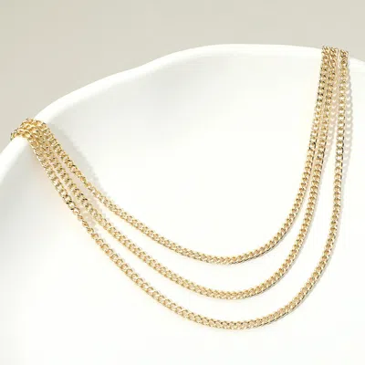 Fashnzfab Gold Dipped Triple Layer Classic Curb Chain Necklace