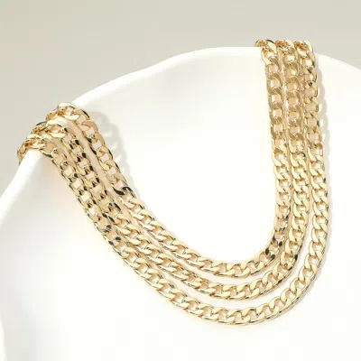 Fashnzfab Gold Dipped Triple Layer Cuban Chain Necklace