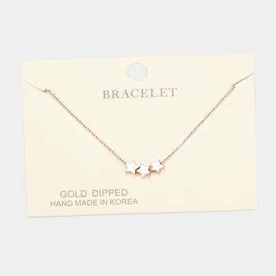 Fashnzfab Gold Dipped Triple Star Charm Bracelet Rose Gold In Multi