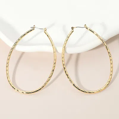 Fashnzfab Gold Dipped Twisted Oval Pin Catch Hoop Earrings 2"
