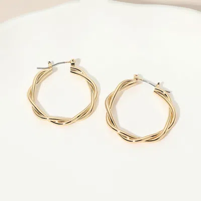 Fashnzfab Gold Dipped Twisted Pin Catch Hoop Earrings