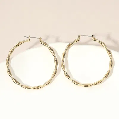 Fashnzfab Gold Dipped Twisted Pin Catch Hoop Earrings 2"