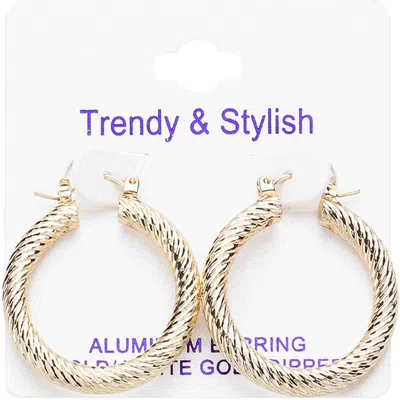 Fashnzfab Gold Dipped Twisted Pin Catch Hoop Earrings In Silver