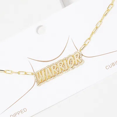 Fashnzfab Gold Dipped Warrior Message Pendant Necklace