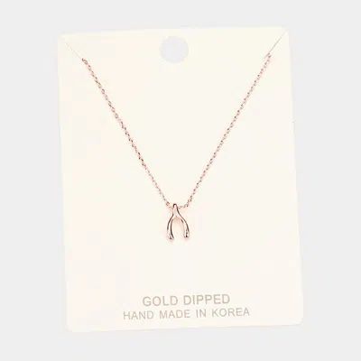 Fashnzfab Gold Dipped Wishbone Pendant Necklace In Multi