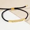 Fashnzfab Gold Dipped Youre My Person Message Bar Pointed Rope Adjustable Cinch Pull Tie Bracelet Gold In Gold
