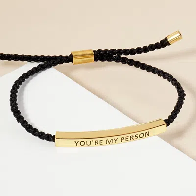 Fashnzfab Gold Dipped Youre My Person Message Bar Pointed Rope Adjustable Cinch Pull Tie Bracelet Gold
