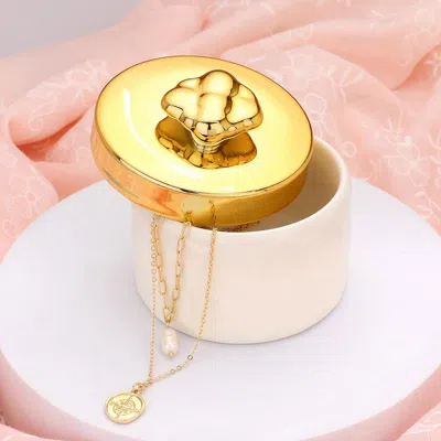 Fashnzfab Gold Lid Detailed Jewelry Trinket Box In Multi