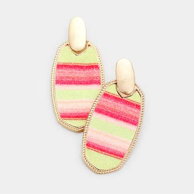 Fashnzfab Gold Metal Trim Serape Dangle Earrings