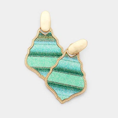 Fashnzfab Gold Metal Trim Serape Dangle Earrings In Green