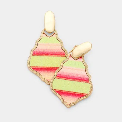 Fashnzfab Gold Metal Trim Serape Dangle Earrings In Multi