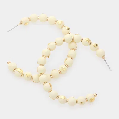 Fashnzfab Gold Painted Beaded Hoop Earrings