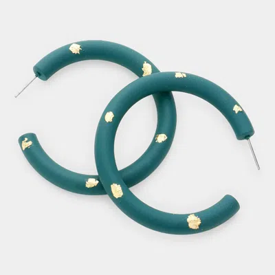 Fashnzfab Gold Painted Hoop Earrings In Blue