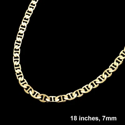Fashnzfab Gold Plated 18 Inch 7mm Mariner Metal Chain Necklace