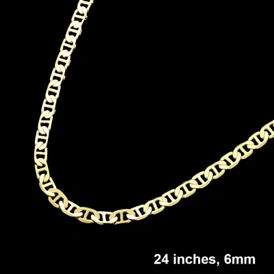Fashnzfab Gold Plated 24 Inch 6mm Mariner Metal Chain Necklace In Silver