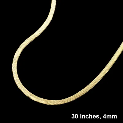 Fashnzfab Gold Plated 30 Inch 4mm Herringbone Metal Chain Necklace