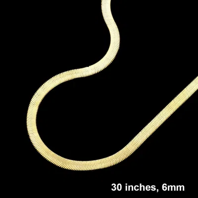 Fashnzfab Gold Plated 30 Inch 6mm Herringbone Metal Chain Necklace