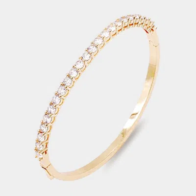 Fashnzfab Gold Plated Cz Embellished Bangle Evening Bracelet Gold