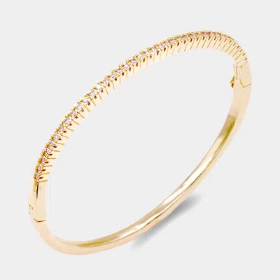 Fashnzfab Gold Plated Cz Embellished Evening Bangle Bracelet Gold