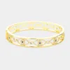Fashnzfab Gold Plated Cz Evil Eye Pointed Bangle Bracelet Gold In Gold