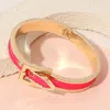 Fashnzfab Gold Plated Enamel Belt Hinged Bangle Bracelet Fuchsia, Gold In Multi