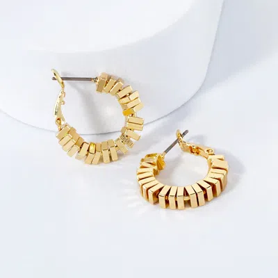 Fashnzfab Gold Plated Geometric Textured Hoop Earrings In Silver