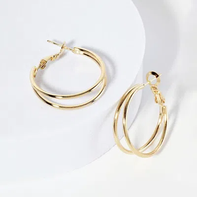 Fashnzfab Gold Plated Hypoallergenic Double Hoop Earrings In Transparent