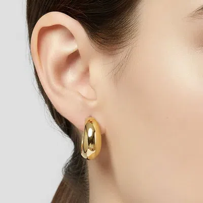 Fashnzfab Gold Plated Hypoallergenic Hammered Hoop Earrings